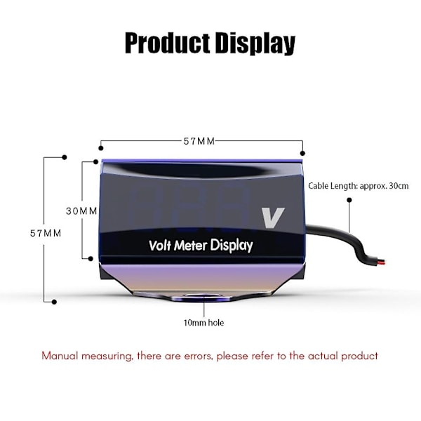 Motorcykel DC 10-150V Digital Voltmeter LED Display Vattentät Spänningstestare Batteriövervakare Mätare-Perfet Multicolor