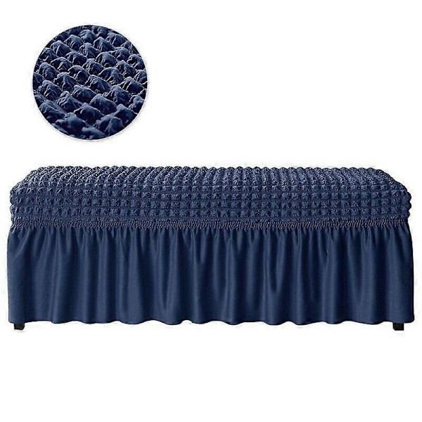 Jacquard-kangas, joustava pitkä penkinpäällinen, pianotuolin päällinen, istuinsuoja - Täydellinen Navy