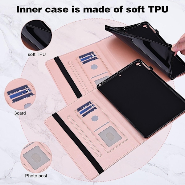 Perhoskuvioinen nahkainen tablettikotelo yhteensopiva Lenovo Tab M9:n kanssa - Perfet Pink