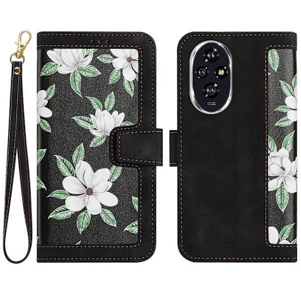 Blomstermønstret Telefondeksel i Lær med Lanyard-Perfet For Honor 200 Pro