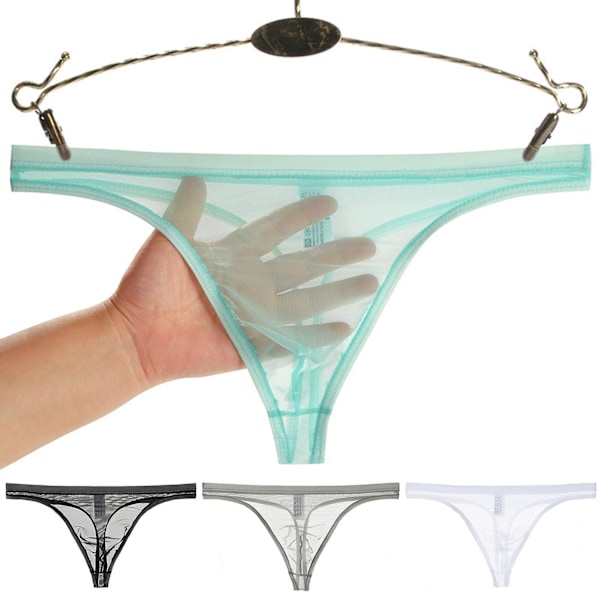Herr G-string Genomskinlig Mesh Slim Fit Transparent Tunn Anti-septisk Låg Midja Pornografiska Herr Kalsonger Herr Kläder-Perfet White 2XL