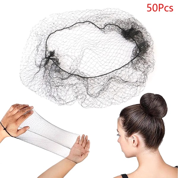 50st Hårnät Svart Elastiskt Bunt Hår Osynligt Hårnät Mesh - Perfet 2#-50Pcs