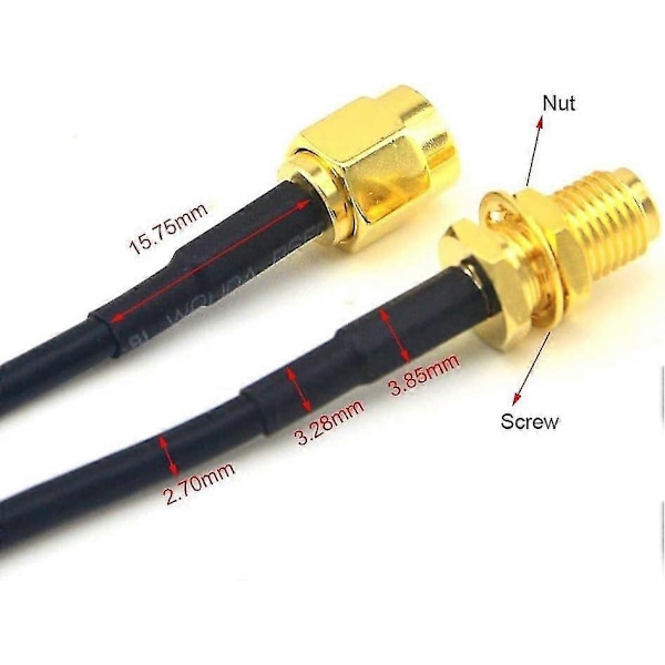 10m RP-SMA WiFi Antennin Jatkojohto (Musta)-Perfet