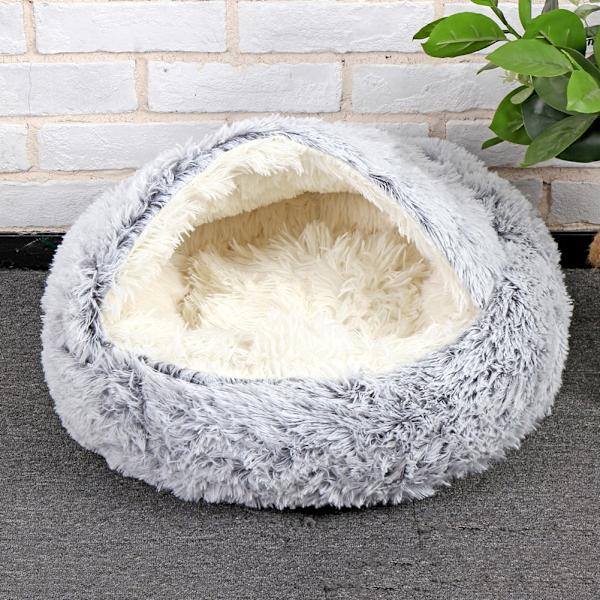 Hunde- og katteseng Myk plysjpute, teltseng for kjæledyr, 35-50 cm rund matte grå gray 40cm