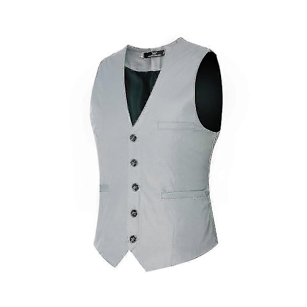 Herrar V-ringad kostymväst ren bomull slim fit fyra säsonger väst-Perfet Grey M