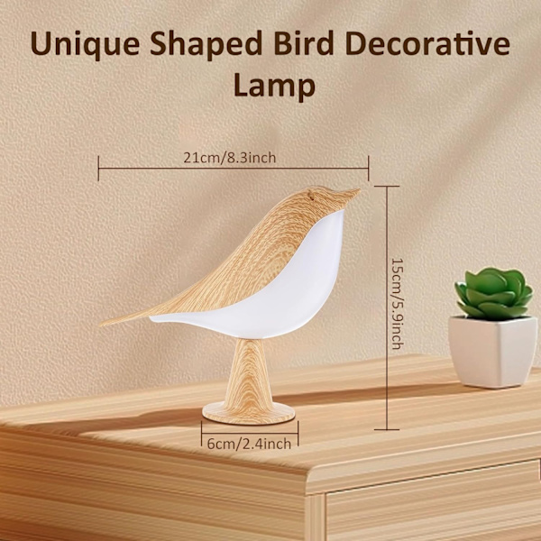 Lite nattlys Cute Bird LED-bordlampe med berøringsdimmer Creative nattbordslampe 3 nivåer lysstyrke skrivebordslampe wi- Perfet Brun