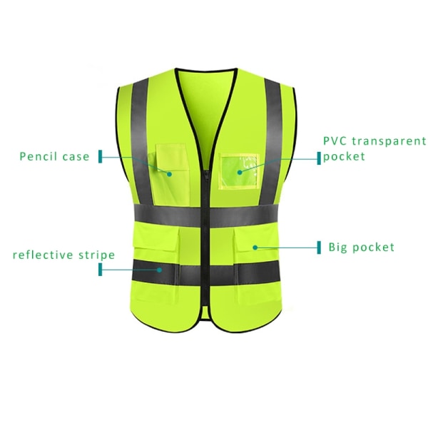 Heijastinliivi High Visibility Vest Puhelin- ja henkilöllisyystodistustaskut - Perfet # 8 Yellow XL