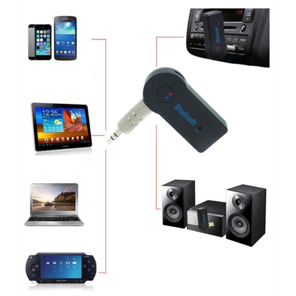 pakke - Bluetooth musikkmottaker til bilen - AUX Bluetooth 4.1 - Perfet Svart