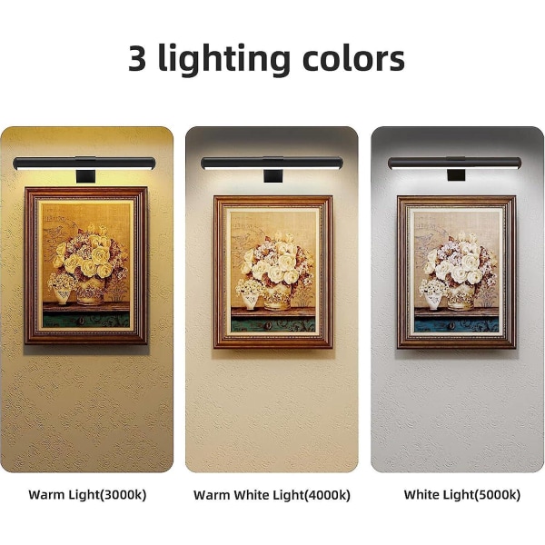 Trådlöst bildljus för målning Uppladdningsbart med fjärrkontroll Full Metal Art Displaylampa Accentljus för bildbatteridriven darttavla