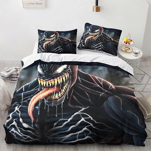 Venom Täcke Set, Venom Sängkläder Set med Täcke och Kuddfodral med Blixtlås, för Vuxna och Barn Dubbel 135*200 CM-Perfekt Single135x200cm