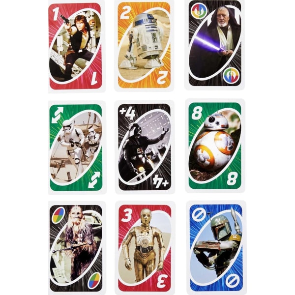 UNO Star Wars -korttipeli teemasarjoilla ja erikoissäännöillä - Perfet