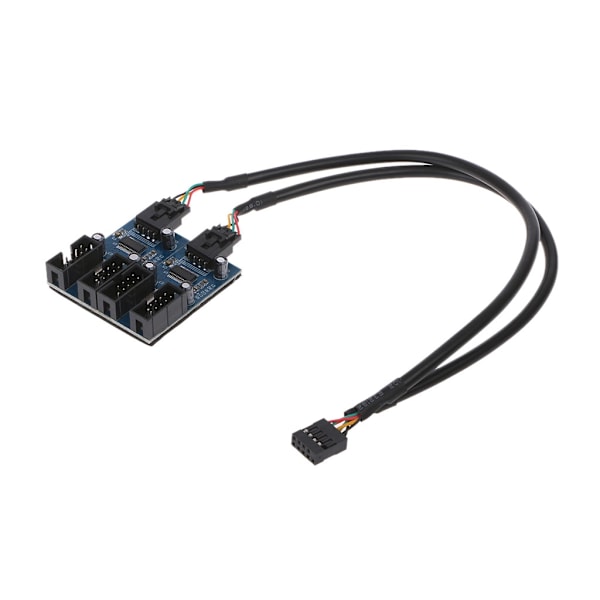 PC-chassi internt 9-stifts USB 2.0 hane 1 till 4 hona splitter PCB Chipset Förlängare 30 cm kabel - Perfet