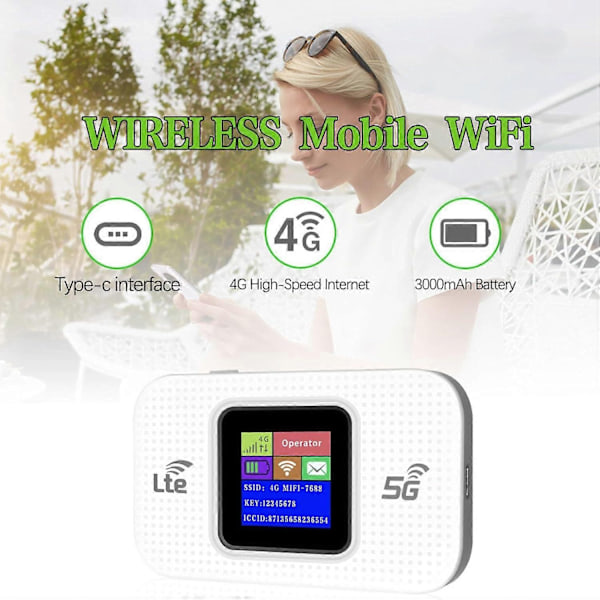 Ryooko Pro Wi-Fi Internet, Ryooko Pro WiFi, WiFi Hotspot Kompatibel med Rejse/Hjem, Højhastigheds Router, Opdeling af Op til 10 Tilsluttede Enheder - Perfekt