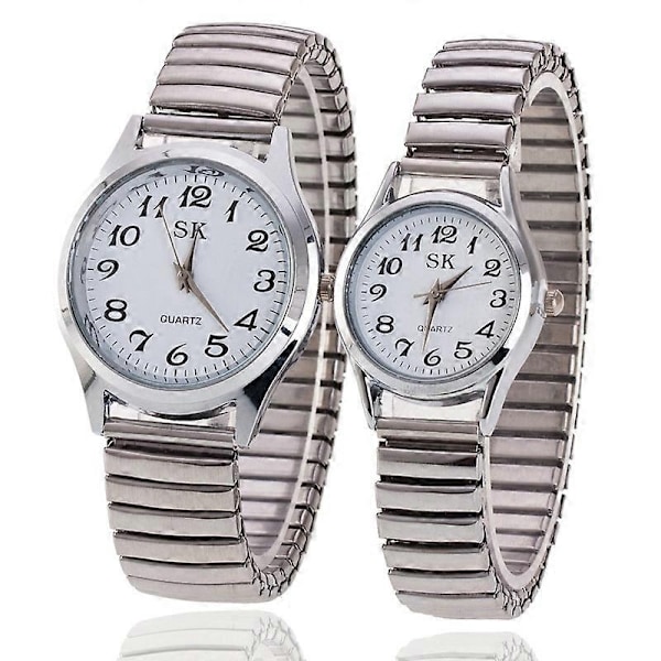 Herre Dame Armbåndsure Par Fleksibelt Stræk Bånd Quartz Ure - Perfekt 1 pair