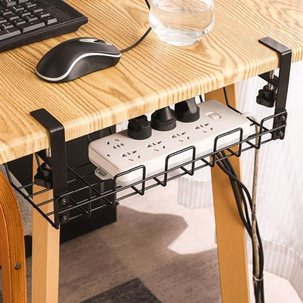 Under Desk Kabelhantering Fack Hem Förvaringsställ Svart - Perfet