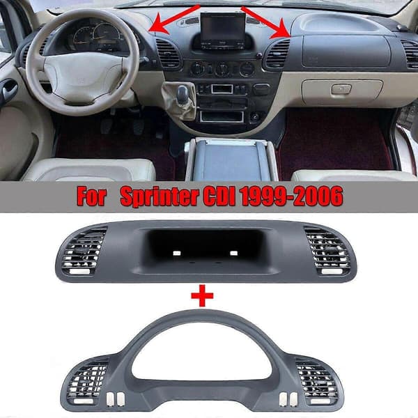 Dashboard Housing Panel Cover+Hylle Passasjerrom med Luftventiler Kompatibel med Sprinter 1999-2006-Perfekt