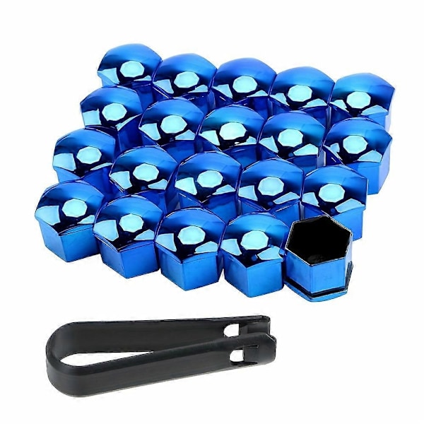 20 kappaletta auton pyöränmutterin suojakantta ruosteenesto auton pyörännavan mutteri auton renkaan mutterin ulkokoristelu - Perfet Electroplating Blue 19mm