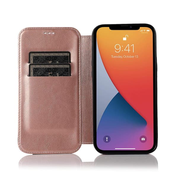 Kompatibel med iPhone 13 Mini Etui Læder Wallet Flip Telefon Etui - Perfekt Pink