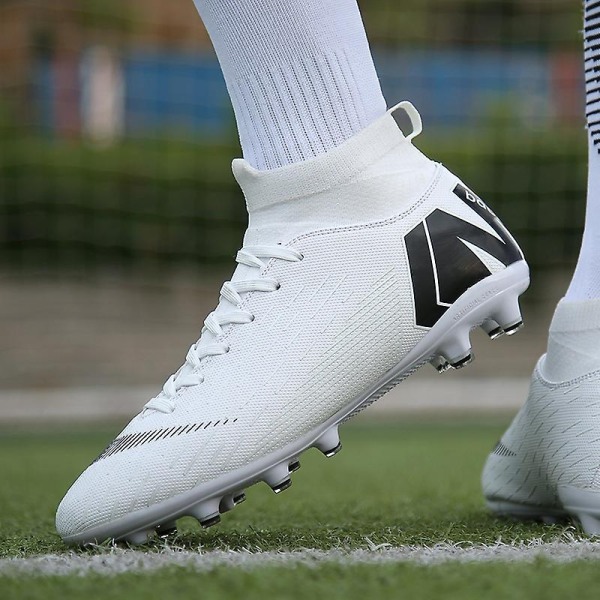 Perfekta fotbollsskor för män Halkfria fotbollsskor för män, Fotbollssneakers för gräs Yj705 - Perfet WhiteBlack 45