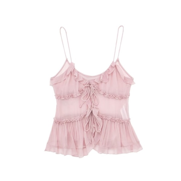 Mode dikkedarer hør Suspender skjorte ROSA XS Pink- Perfet Pink XS