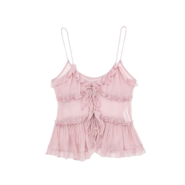 Mote frills lin Suspender skjorte ROSA XS Pink- Perfet Pink XS