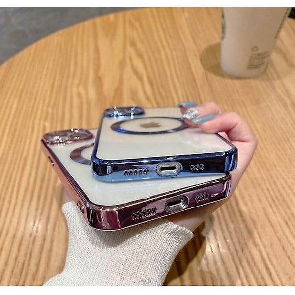 Klart Magnetisk Telefoncover til iPhone 14 13 12 11 Mini Pro Max Plus med MagSafe-Perfekt Silvery iPhone 14 Plus