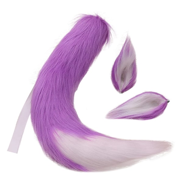Fuskepels Katt Rev Wolf Furry hale og ører til Halloween - Perfet purple white