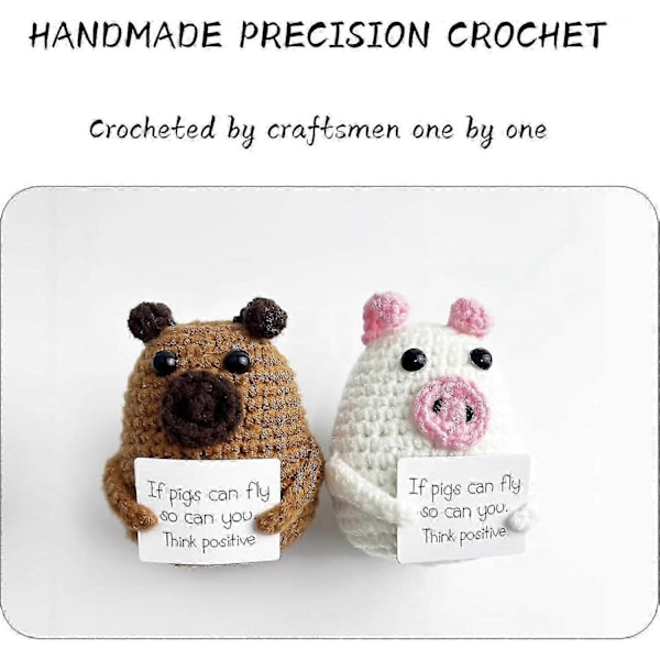 Mini Morsom Positiv Potet, mykt Ullstrikket leketøy 7,6 cm Søt Hekledukke med Positiv Kortdekorasjon Oppmuntring Støtte til Bursdag - Perfekt Animals*9pcs