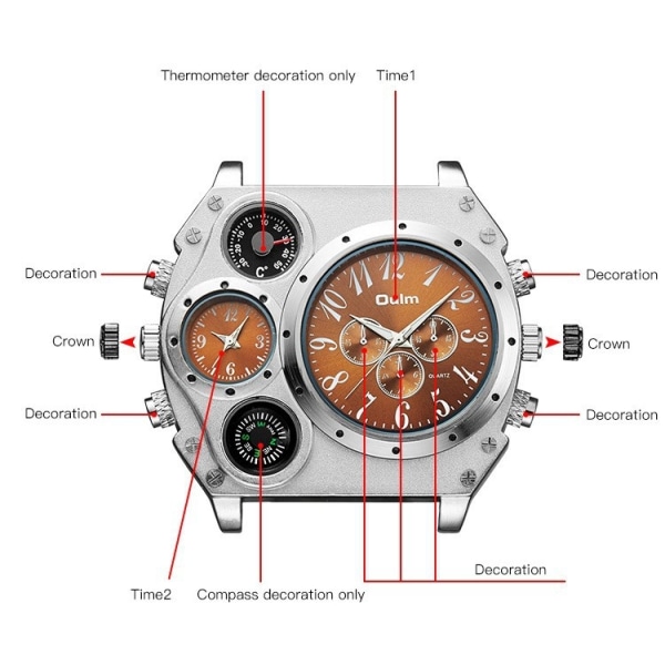 Kult rund klokke Display termometer Dual Time Dial - Perfet