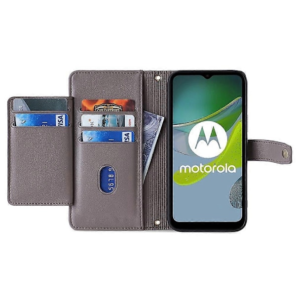 Mobilfodral med blixtlås och kortfack för Motorola Moto G54 5G - Perfekt skyddande fodral med 2 remmar Grey