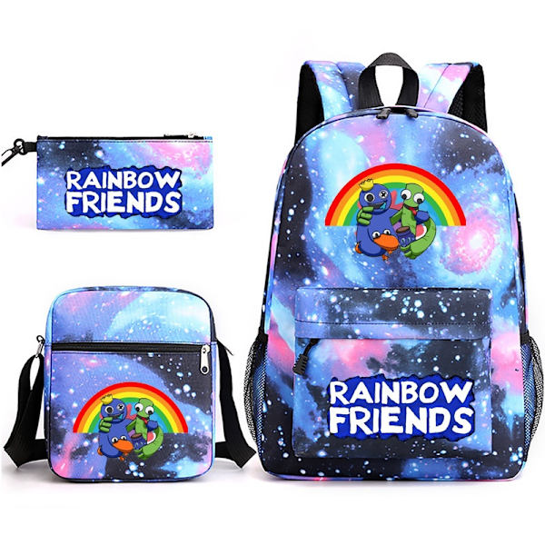 Rainbow ryggsäck tredelad datorväska med enkel axel - Perfet Friend 1 set