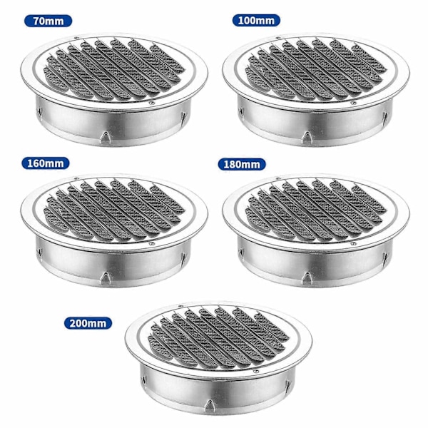 Rund 75-200 ventilationsgaller rostfritt stål insektsnät fläns ventilationsgaller-Perfet 100mm