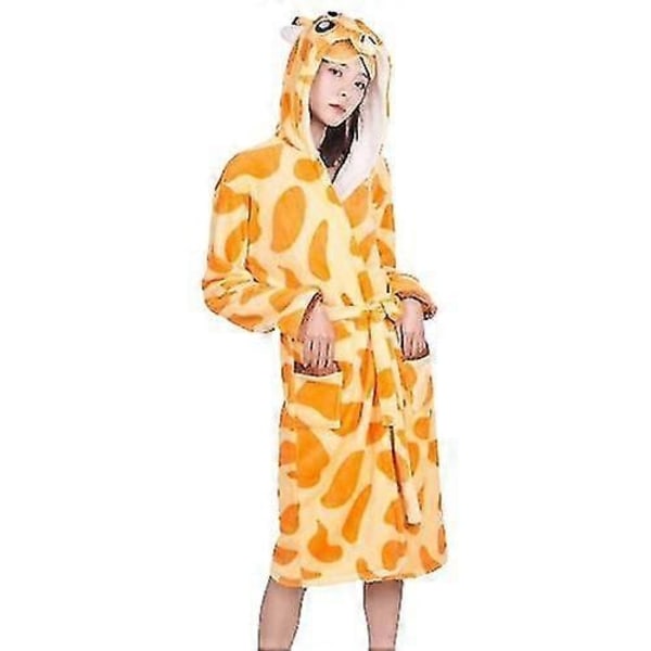 Tecknad Nattlinne Flanell Giraff Badrock Tiger Pyjamas Känguru Hemmakläder-Perfet Giraffe robe M