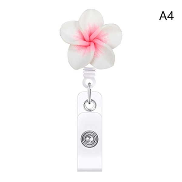 Flower Shape Badge Reel Clip uttrekkbar ID-kort Merkeholder N - Perfet A4