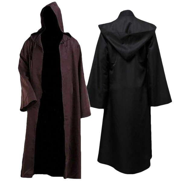 Star Wars Jedi Sith -takki aikuisten puku viitta kaapu - täydellinen Black XL