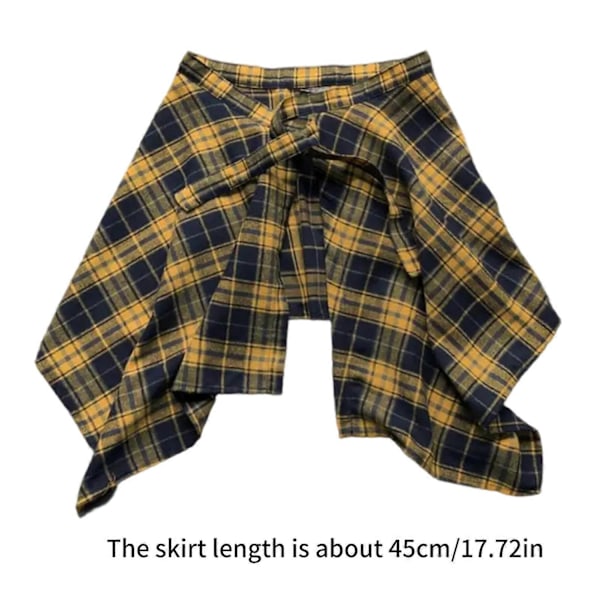 Unisex Ruudullinen Kerroksellinen Lyhyt Kietaisuhame Epäsäännöllinen Laskostettu Esiliinahame Solmittava A-linjainen Lantiohuivi Ylihame Paidanjatke Mustavalkoinen - Täydellinen Red
