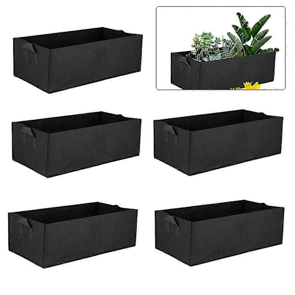 5 STK Filt Plantekassesæt Plantekasser Udendørs Rektangulær Plantestof Pottebeholder til Udendørs Have - Perfekt 60x30x20cm