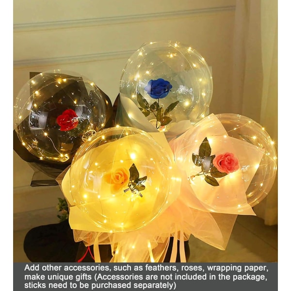 LED-ballonger 10-pakning, lysballonger 20 tommer klare helium bobo-ballonger, glødebobleballonger med lysstrenger for - Perfet