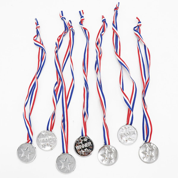 Børnemedaljer, plastikmedaljebelønninger til skoleidræt eller mini-olympisk idrætsdag - Perfet silver 20pcs