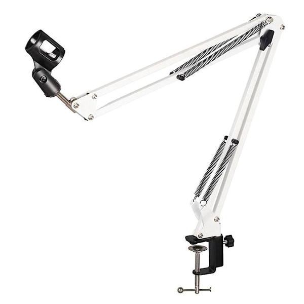 Boom Arm Stand Heavy Duty 360 Justerbar Metall Mikrofonstativ Skrivbordshållare-Perfekt White 0