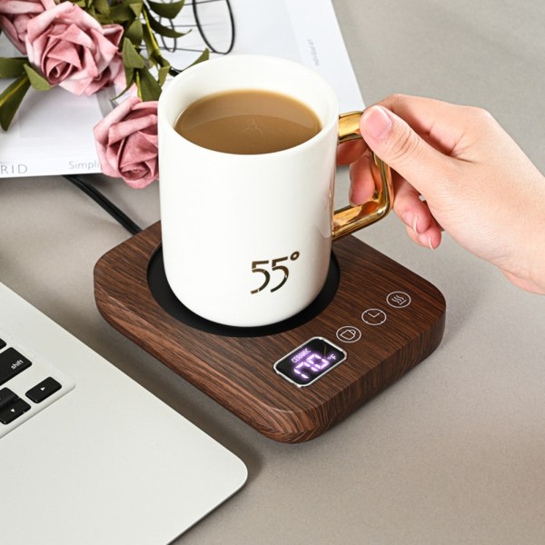 USB Kaffevärmare Mugg Varmare Mjölk Kaffe Te Värmebricka för kontorsskrivbord Inflyttningspresent brun brown