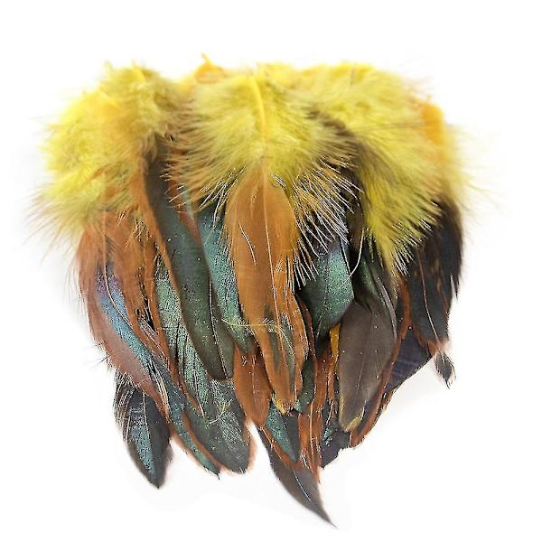 200 stk Naturlige Hanehale Fjer 13-18cm Hanefjer Sorte Fjer til Karneval Halloween Julehåndværk Dekoration-Perfet yellow