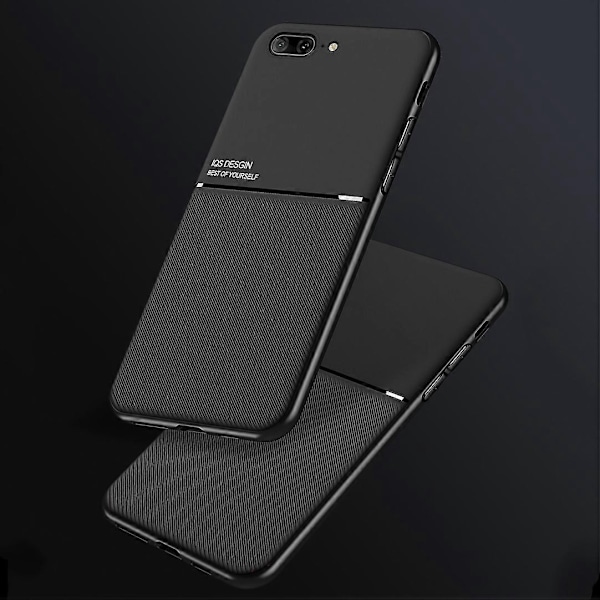 Klassisk Tilt Strip Grain Magnetisk Stødsikker PC + TPU Cover Kompatibel med iPhone 8 Plus / 7 Plus-Perfet Blue