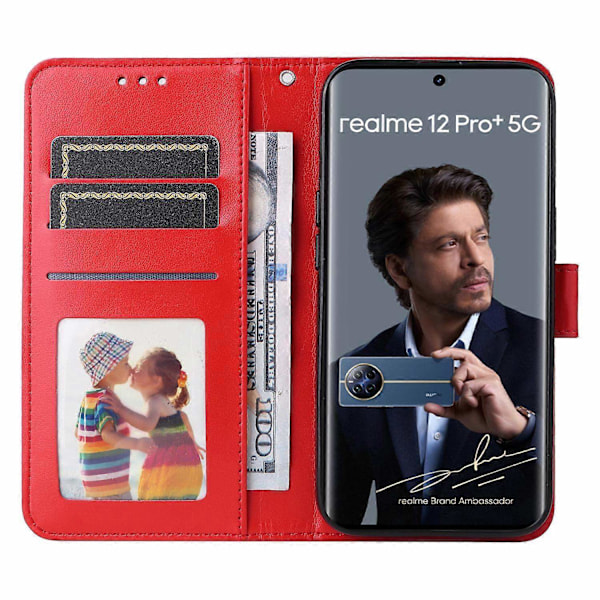 för Realme 12 Pro 5G/12 Pro+ 5G Läderfodral Präglat Solros Flip Folio Plånbok Telefonfodral - Perfet Style A