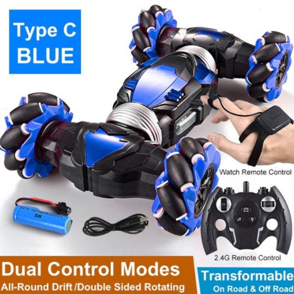 Fjärrkontroll Stunt Bil Gesture Induktion Vridning Off-Road Ca - Perfet Blue Dual mode