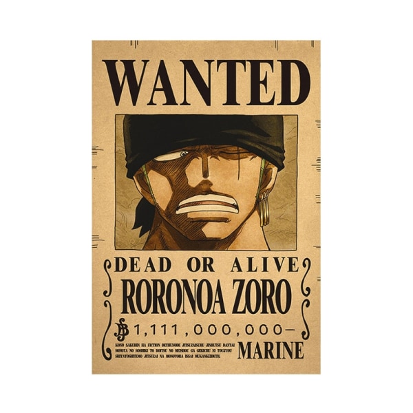 affisch One Piece Wanted Poster Luffy Paper Vintage Poste - Perfet A5