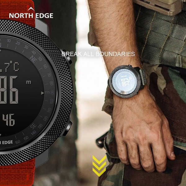 North Edge Apache Smart Watch Herr Sport Smartwatch för löpning Klättring Simning Kompass Höjdmätare Barometer Vattentät 50m - Perfet