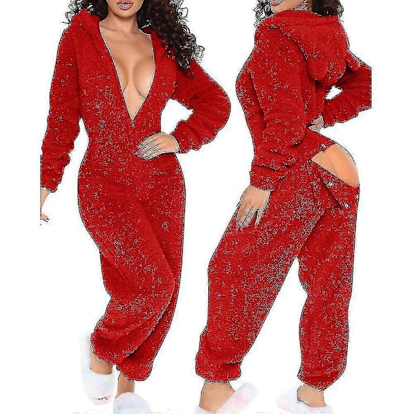 En-dels pyjamas lång varm borstad tights - Perfet red s