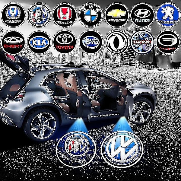 2 kpl Logon Projektor Langaton Auton Oven Valo Iskunvapaa Liima Auton Merkin Logon Projektiolamppu Automaattinen Päälle/Pois Auton Koriste WG-Perfet KIA
