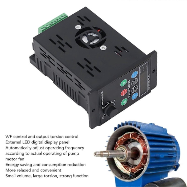 Variabel Frekvensomformare 3-fasig Motorhastighetsreglering Inverteromvandlare 1PH 176-264V Ingång 400W 2A 3PH 0-220V Utgång 0,1-400HZ-Perfekt
